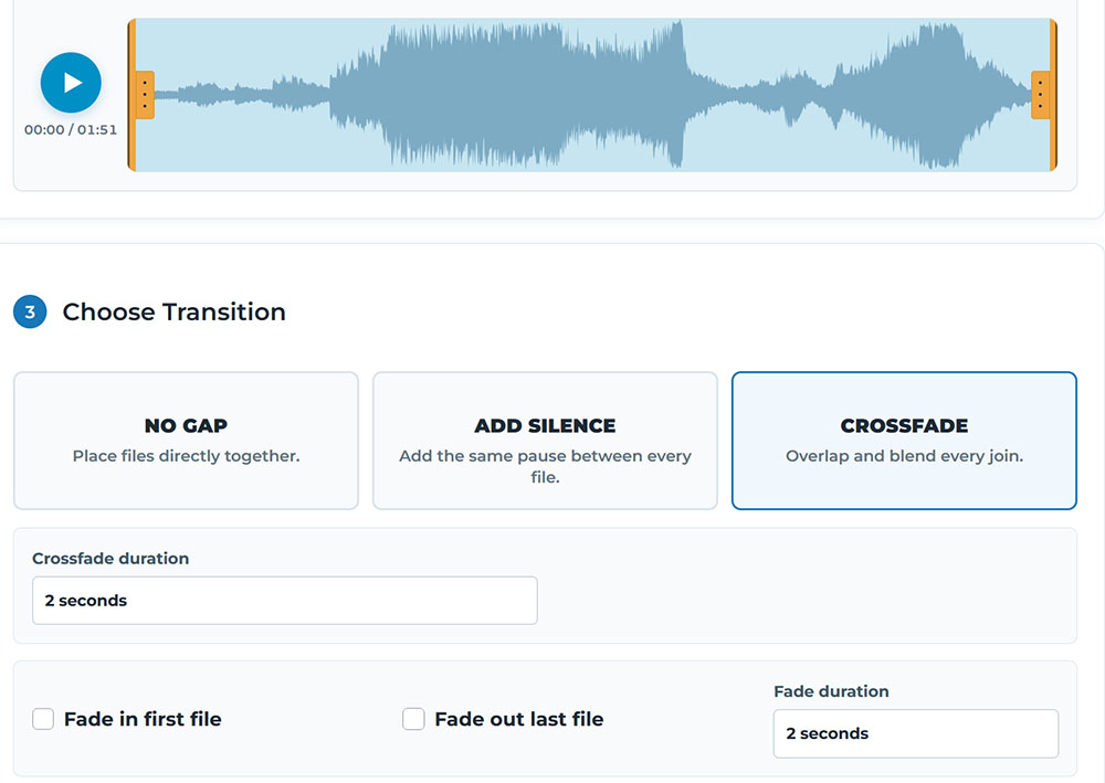 free audio joiner options screenshot