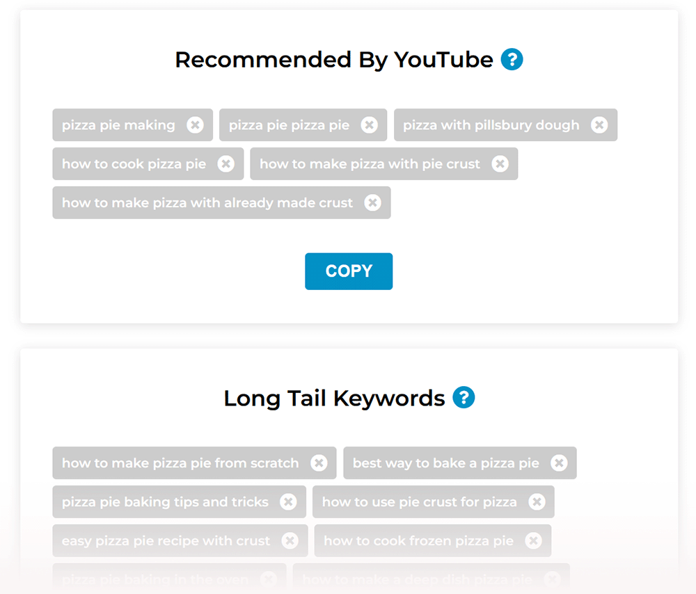 youtube keyword generator results screenshot